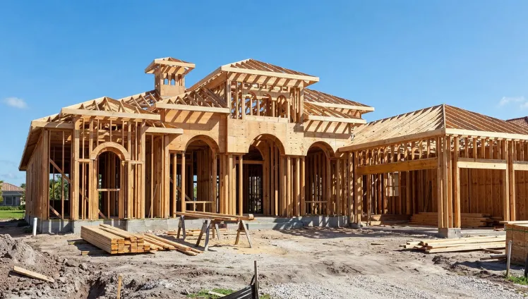 New home construction in Los Angeles CA custom house framing and structural development