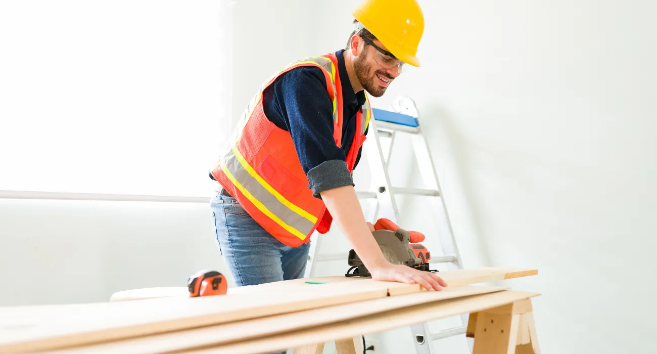 Home remodeling Los Angeles carpenter working on interior renovation project