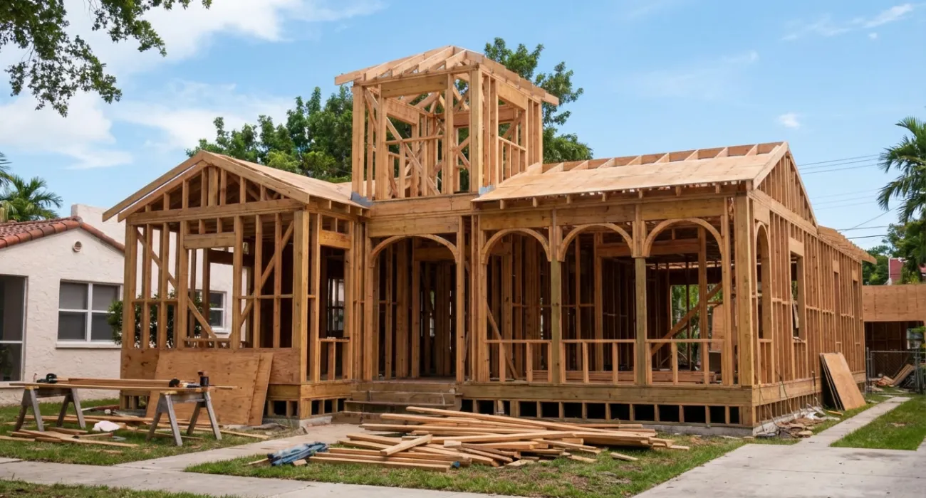 New home construction Los Angeles custom house framing and structural build